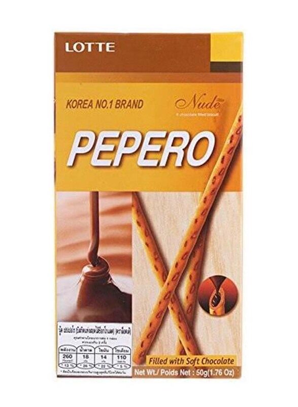 

Lotte Pepero Nude Biscuit Filled with Soft Chocolate, 50g