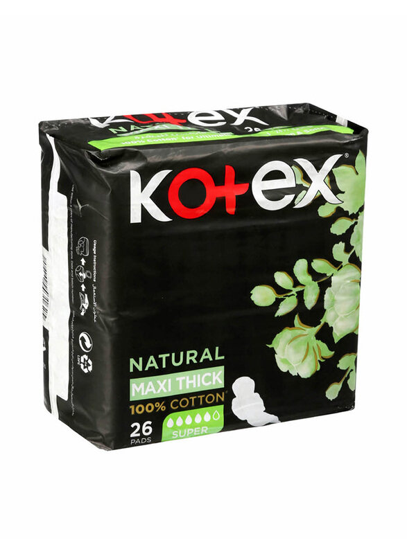 

Kotex Natural Maxi Thick Super Sanitary Pads, 26 Pads