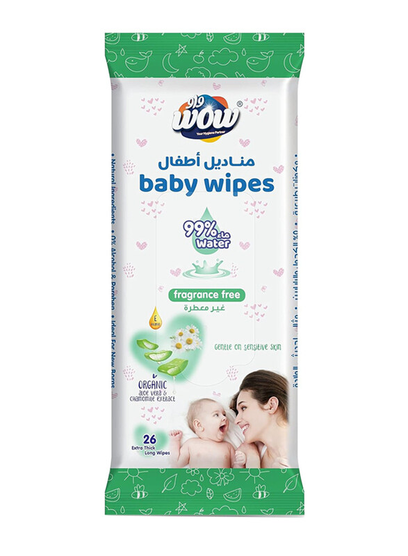 

Wow 26-Pieces Fragrance Free Baby Wipes