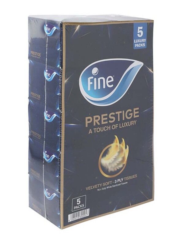 

Fine Prestige 3 Ply Facial Tissues, 5 x 96 Sheet
