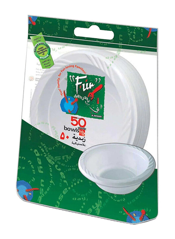 

Fun 10cm 50-Pieces Plastic Bowl, White