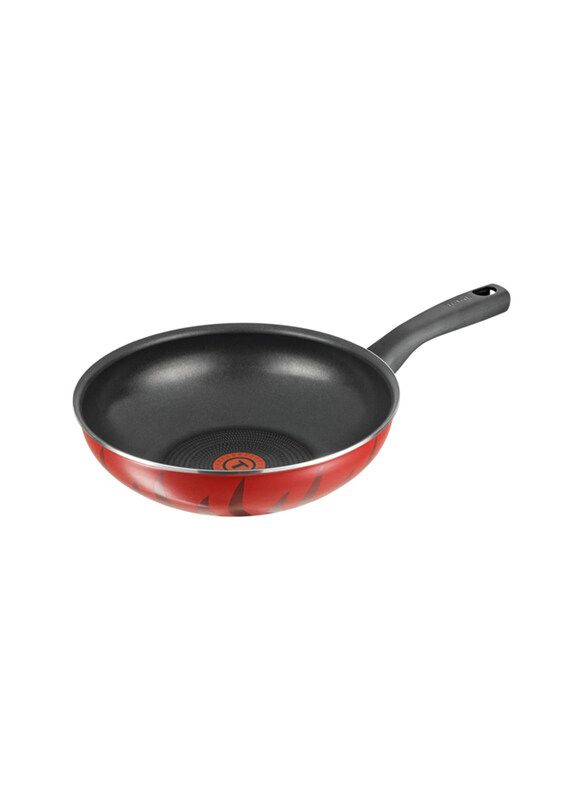 

Tefal 26cm G6 Tempo Flame Round Wok Pan, Red