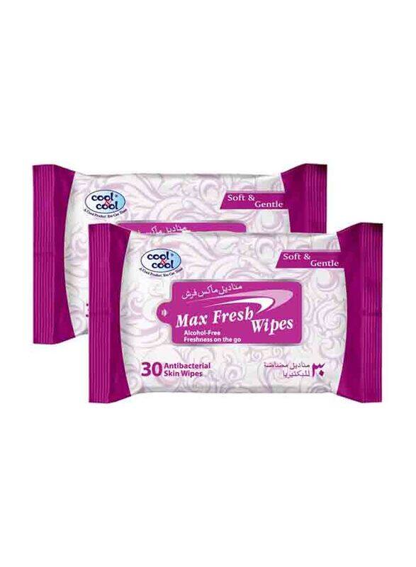 

Cool & Cool Max Fresh Antibacterial Skin Wipes Set, 2 x 30 Pieces