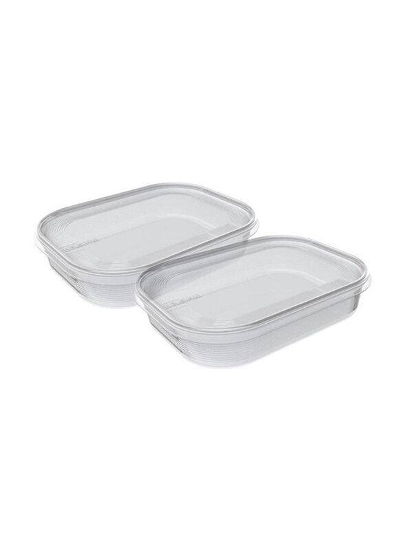 

Plast Team Rectangular Boxes for Fridge and Freezer, 700ml, 2 Pieces, Clear