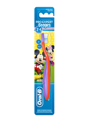 Oral B Stage 2 Disney Mickey Mouse Toothbrush for Kids, Red/Purple