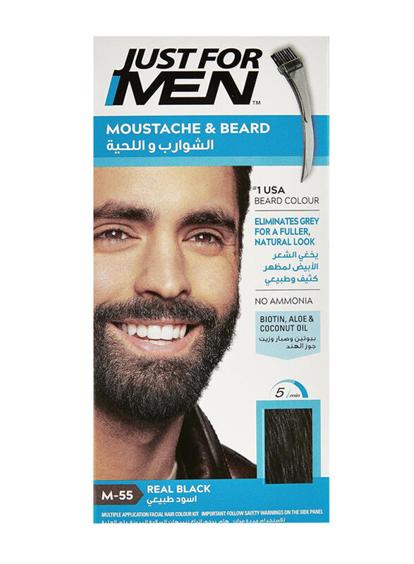 

Just For Men Mustache & Beard Brush-In Colour Gel, 2 x 14.2gm, Real Black