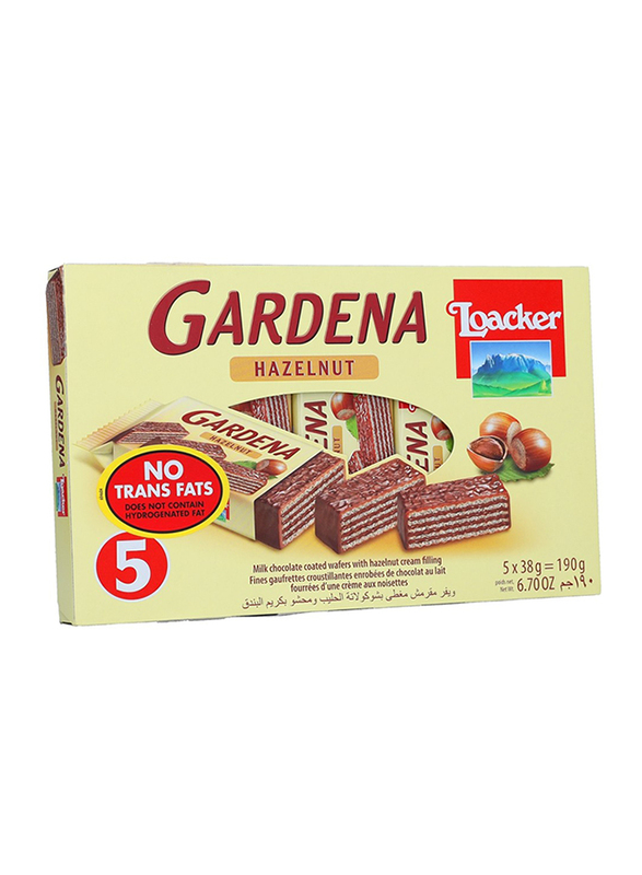 Loacker Gardena Hazelnut Chocolate Coated Wafer, 5 Packs x 38g