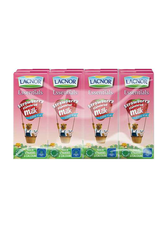 Lacnor Strawberry Low Fat Milk Drink, 8 x 180ml