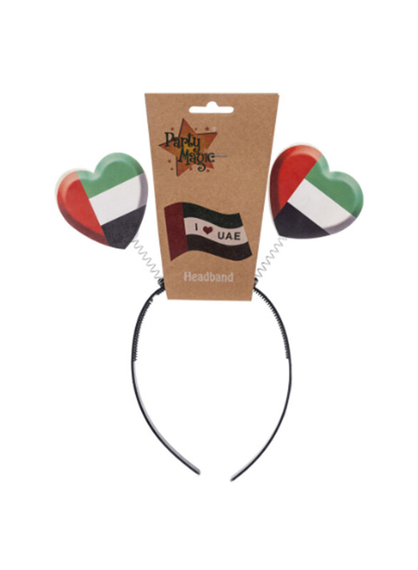 

Party Zone UAE Headband with Hearts, Red/Green/White/Black