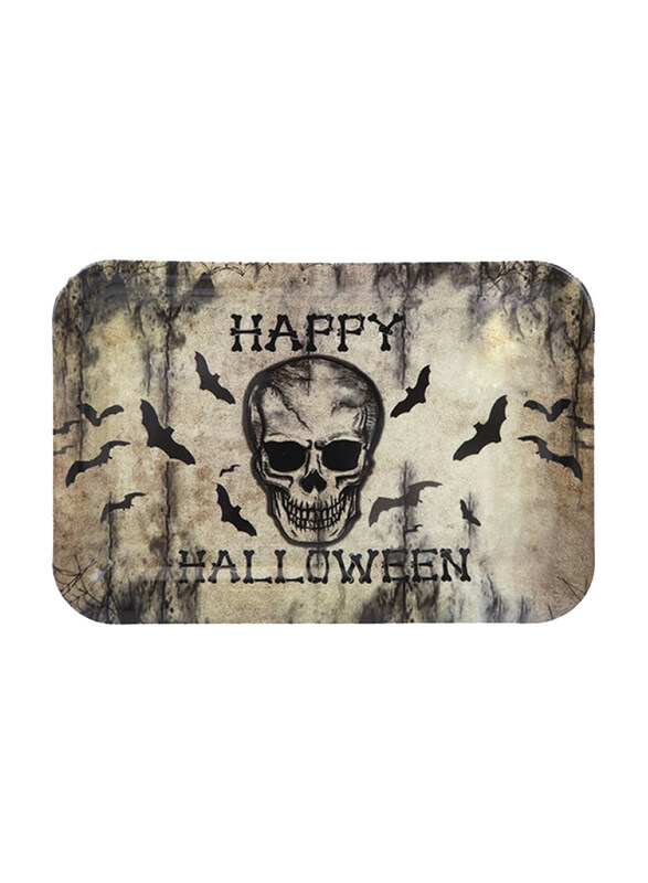 

Halloween Happy Skull Tray, 35cm x 25cm, Beige/Black