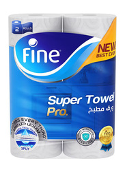 Fine Super Towel Pro Kitchentowel, 3 Ply, 2 Rolls x 60 Sheets