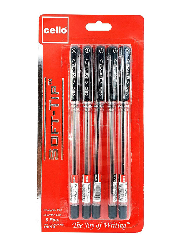 

Cello 5-Piece Soft Tip 0.7mm Blister Ball Pen, Black