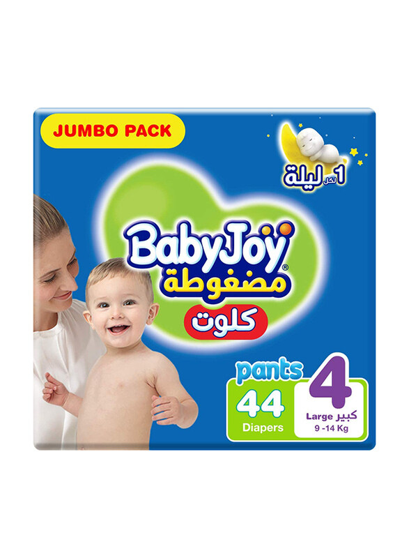 

Baby Joy Culotte Jumbo Diapers, Size 4, Large, 9-14 Kg, 44 Count