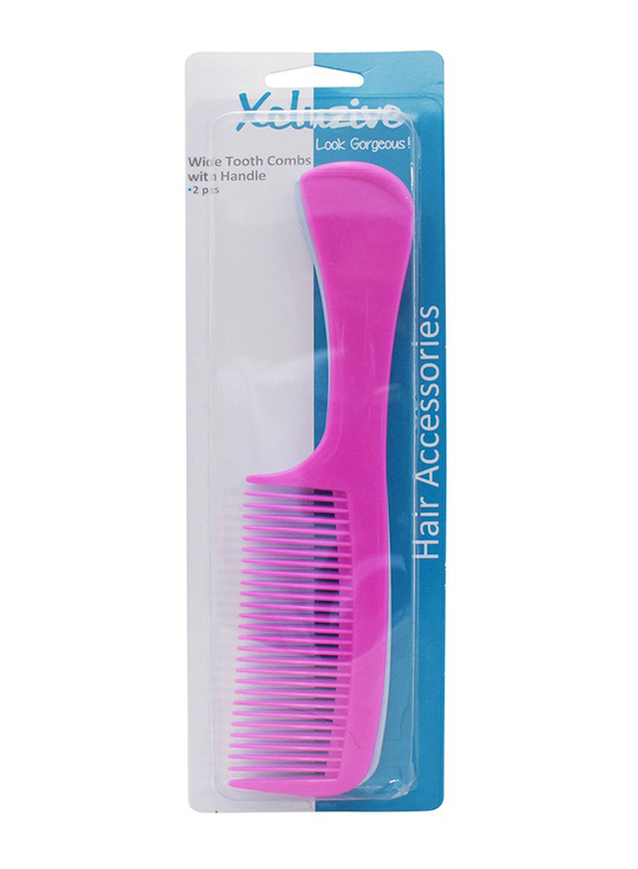 Xcluzive Wide Tooth Combs with Handle, 2 Pieces