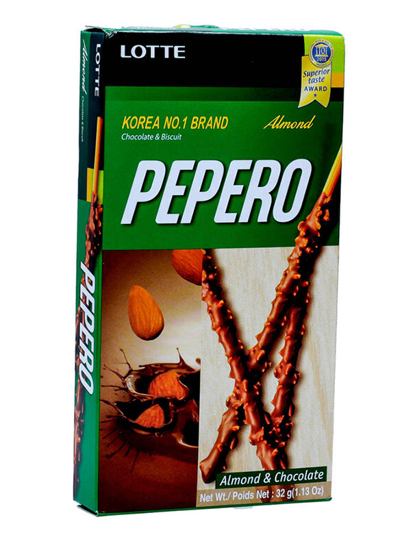 

Lotte Pepero Almond Chocolate Biscuit Sticks, 36g