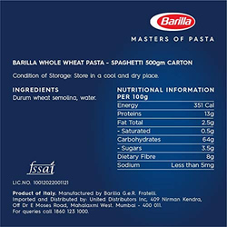 Barilla Spaghetti 5 Whole Wheat Pasta, 500gm