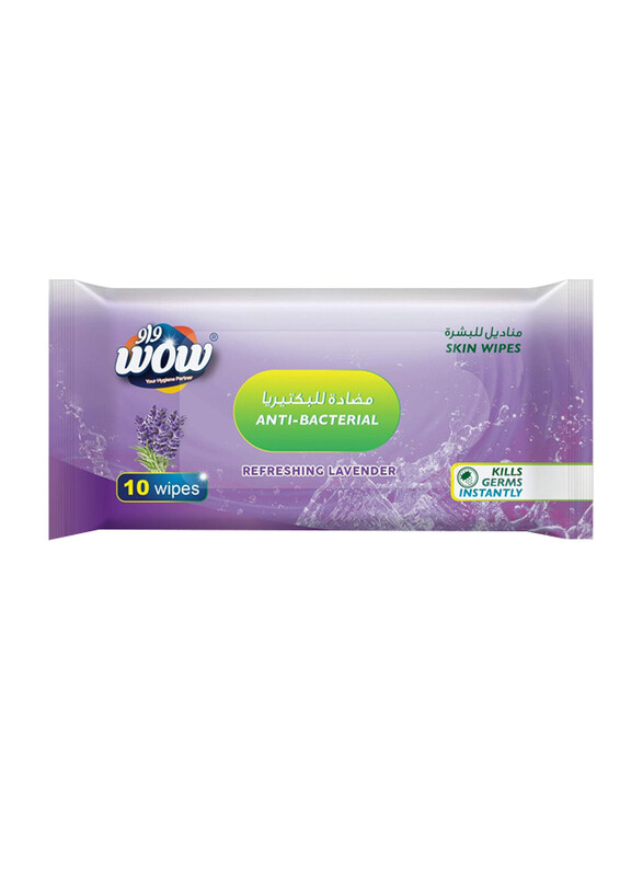 

Wow 10-Pieces Lavender Antibacterial Skin Wipes