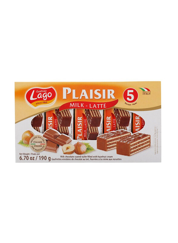 

Lago Gastone Plaisir Milk Latte Hazelnut Wafer, 5 x 38g