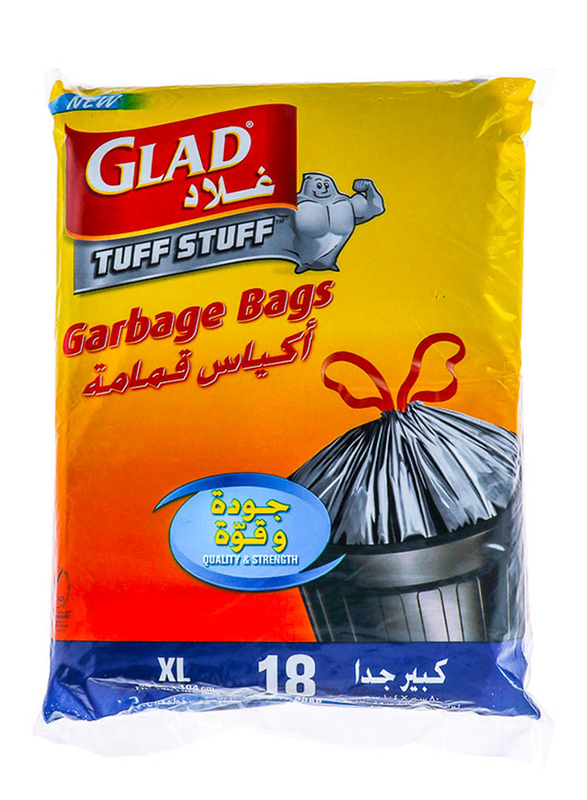 Glad Tuff Stuff Garbage Bag, XL, 18 Bags x 170 Liter