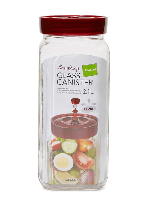 

Lock & Lock Boroseal Heat Resistant Glass Square Canister, 300ml, Clear/Red