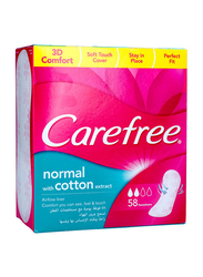 Carefree 3D Comfort Cotton Extract Airflow Panty Liners Sanitary Pads, Normal, 58 Pieces