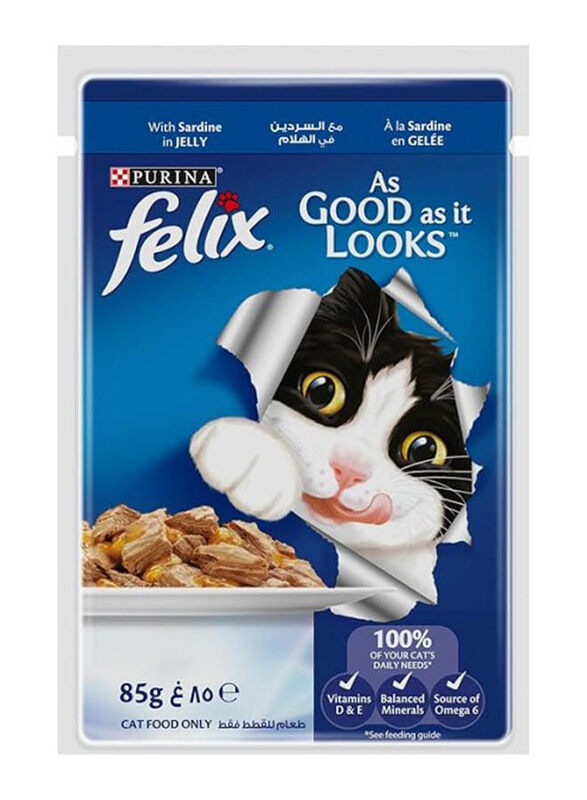 

Purina Felix As Good As It Looks Sardine in Jelly Adult Cat Wet Food, 85g