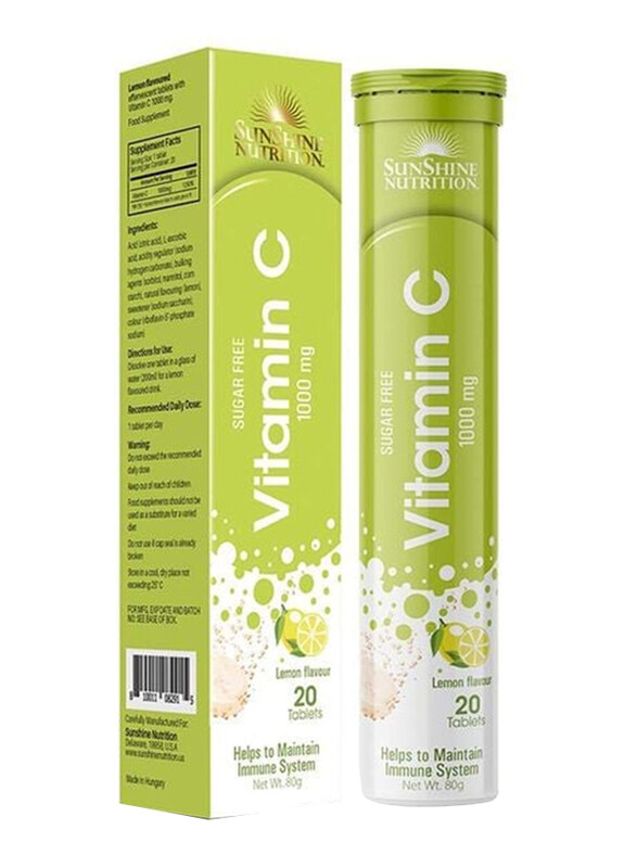 

Sunshine Nutrition Vitamin C 1000mg Lemon Effervescent, 20 Tablets