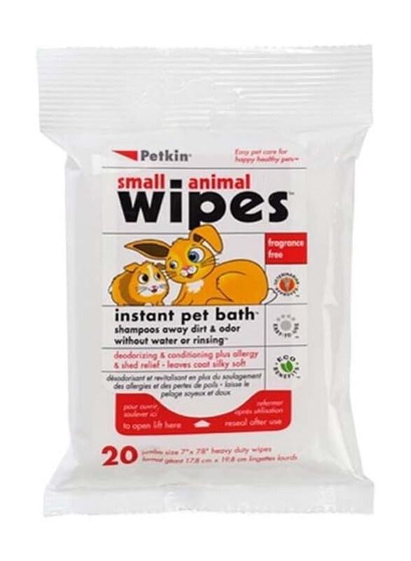 

Petkin Small Animal Wipes, 20 Wipes, White