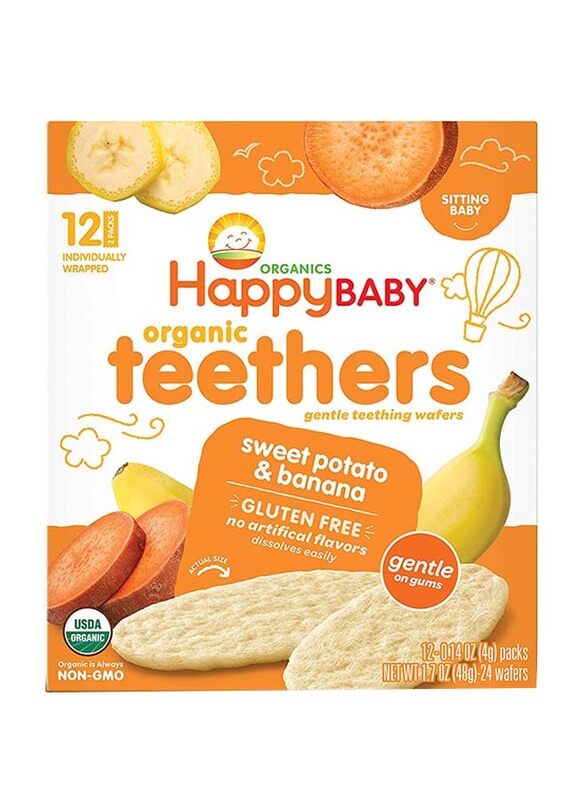 

Happy Baby Organic Teethers Sweet Potato & Banana Wafers, 48g
