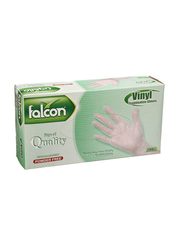 

Falcon Vinyl Powder Free Disposable Gloves, Small, 100 Pieces
