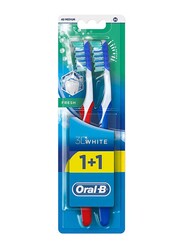 Oral B Fresh 3D White Medium Bristles Toothbrush, 2 Pieces