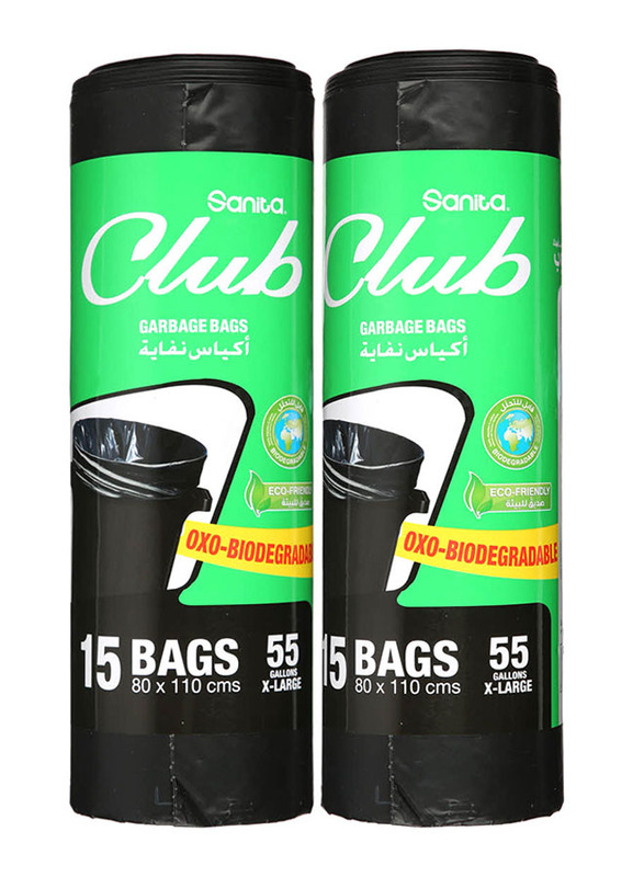Sanita Mapco Club 55 Gallons Garbage Bag Roll, 2 x 15 Bags