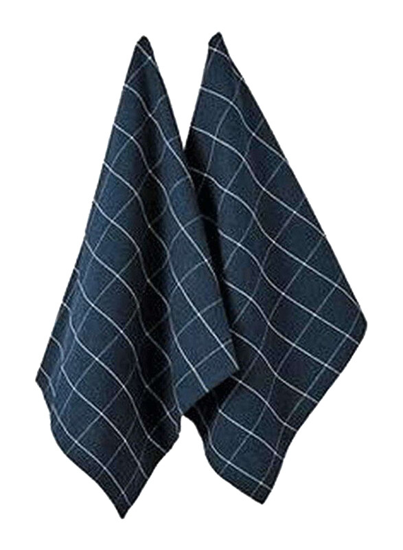 

Ladelle Eco Check Kitchen Towel, 2 Piece, Navy Blue