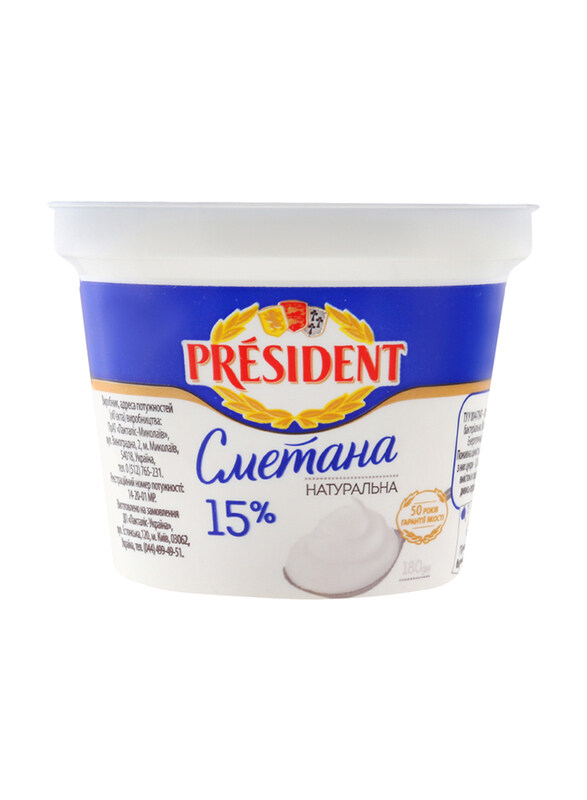 

President 15% Sour Cream, 180g