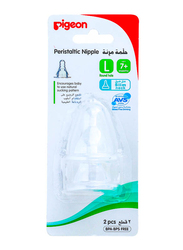 Pigeon Peristaltic Silicon Nipple, L Size, 2 Pieces, Clear