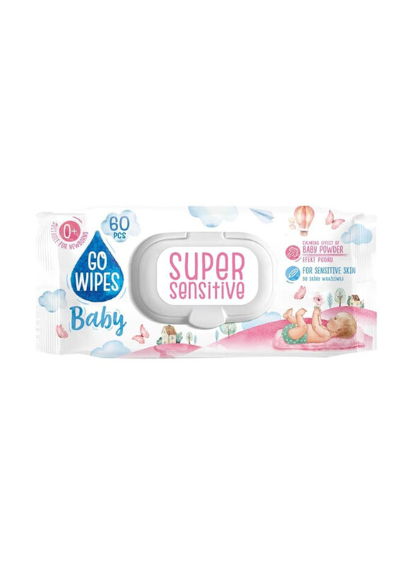 

Go Wipes 60-Sheet Super Sensitive Baby Wet Wipes, Multicolour