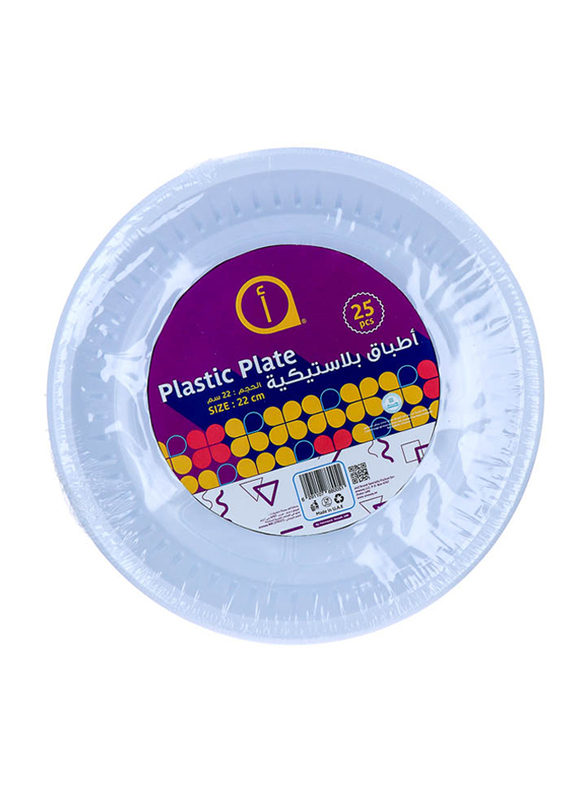 Aswaaq 22cm 25-Pieces M8 Plastic Round Plate, White