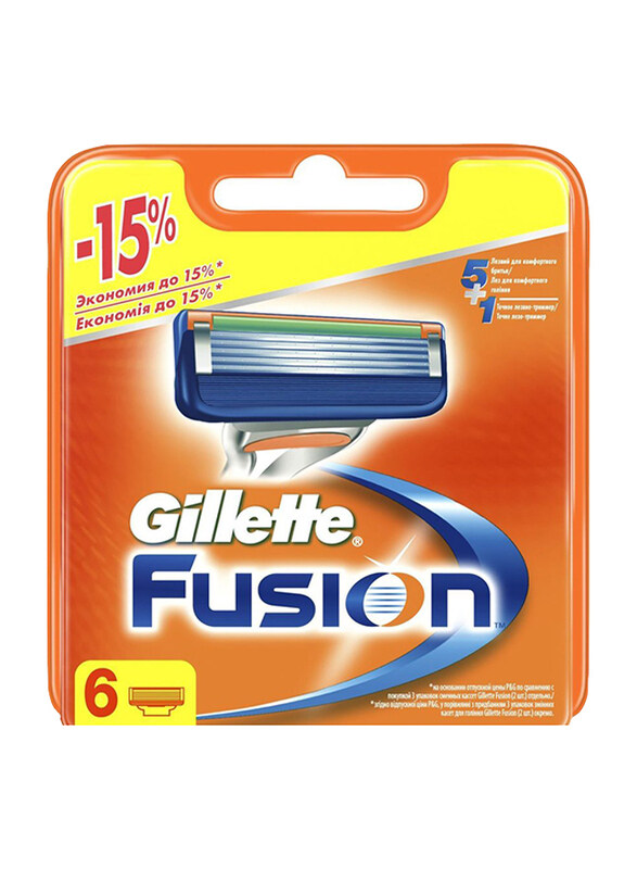 

Gillette Fusion Manual Cartridge Shaving Razor Blades, Silver/Blue, 6 Pieces