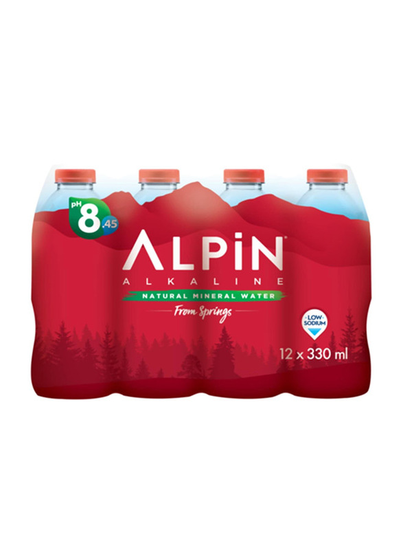 Alpin Alkaline Mineral Water, 12 Bottles x 330ml