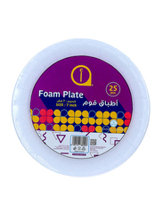 Aswaaq 7-inch 25-Pieces Foam Round Plate, White