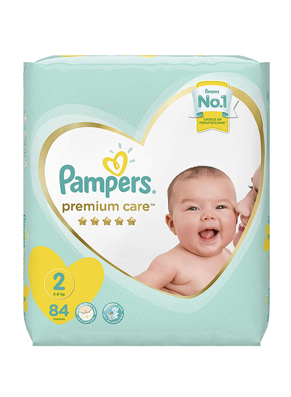 Pampers Premium Care Diapers, Size 2, Mini, 3-8 Kg, Jumbo Pack, 84 Count