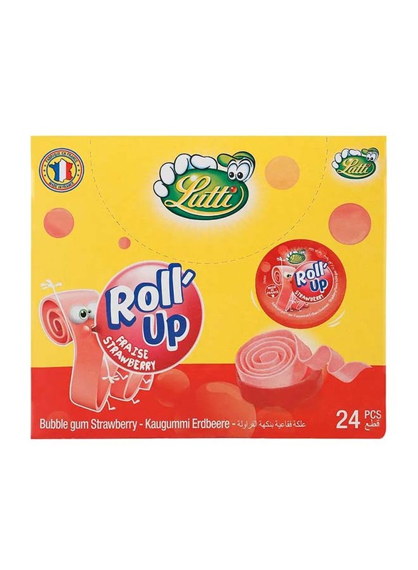 Lutti Roll Up Strawberry Bubble Gum, 24 x 29g