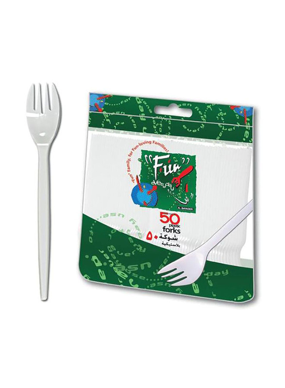 Fun 50-Piece Plastic Fork, White