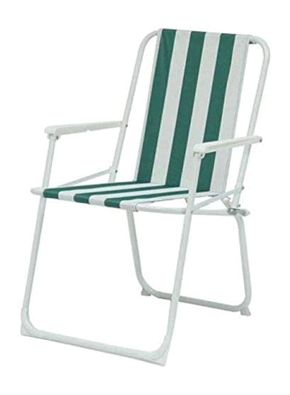 

Oriental House Folding Beach Chair, White/Green