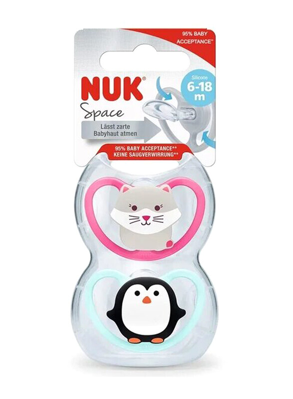 Nuk Anti-Colic Silicone Soother, 2 Pieces