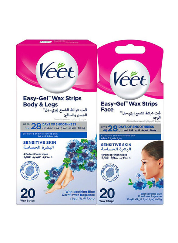 

Veet Sensitive Body & Face Wax Strips, 2 x 20 Strips, 2 Pieces