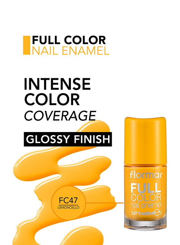 Flormar Full Colour Enamel Nail Polish, FC47 Lemoncello, Yellow