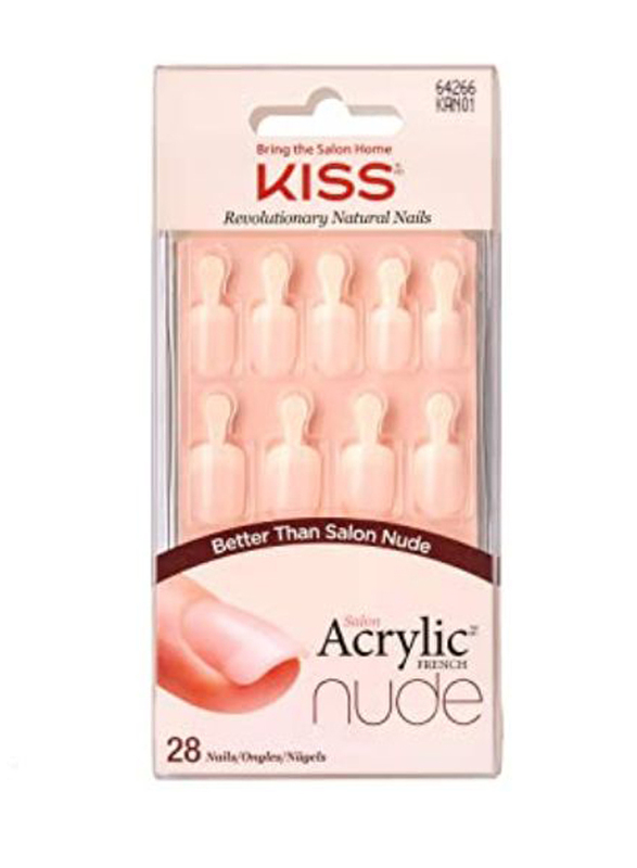 Kiss Salon Acrylic Nude French Nails, 28-Piece, Beige