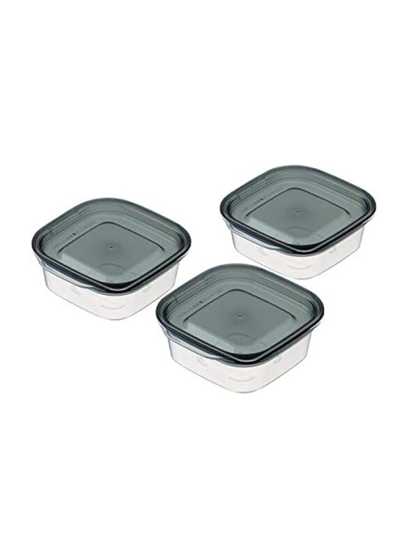 

Hokan-sho Plastic Square Food Container, 3 Piece, Black/Clear