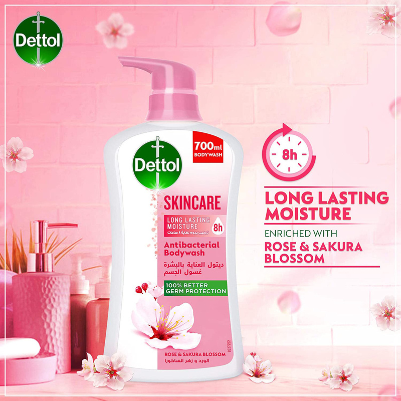 Dettol Skincare Shower Gel & Bodywash Liquid For Effective Germ Protection & Personal Hygiene, 700ml